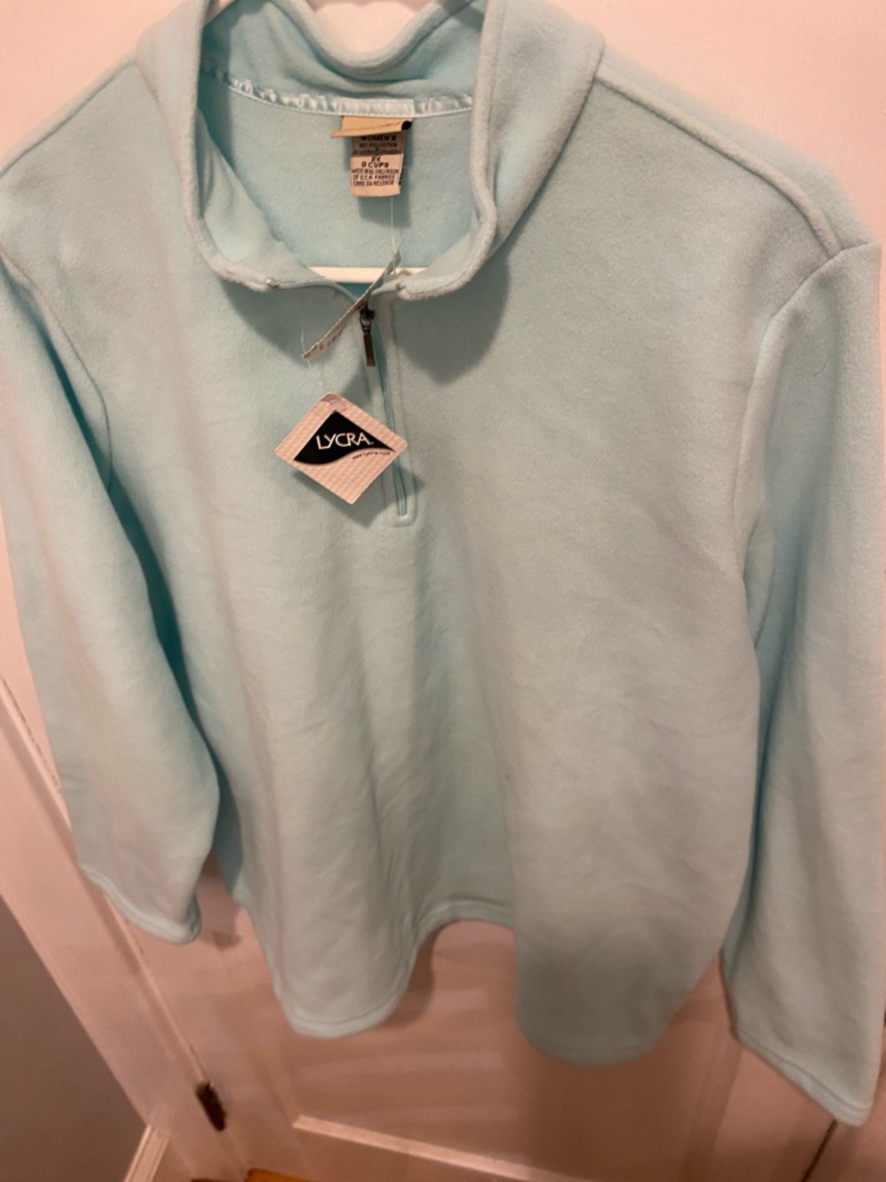 L.L. Bean Lycra Light Aqua Quarter-Zip Fleece Pullover size 2x NWT